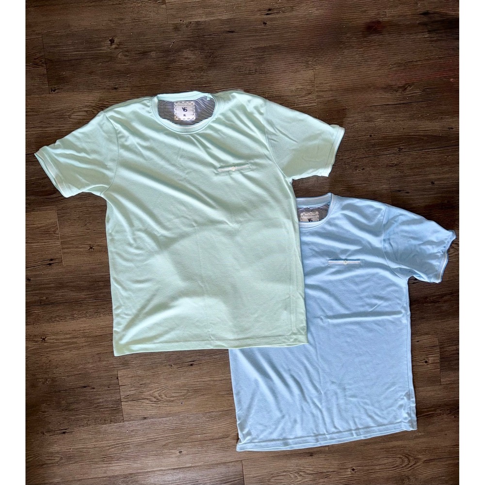Vertical Sport Mens XL T-Shirt 2 Pack Light Blue Mint Green Short Sleeve Pocket
